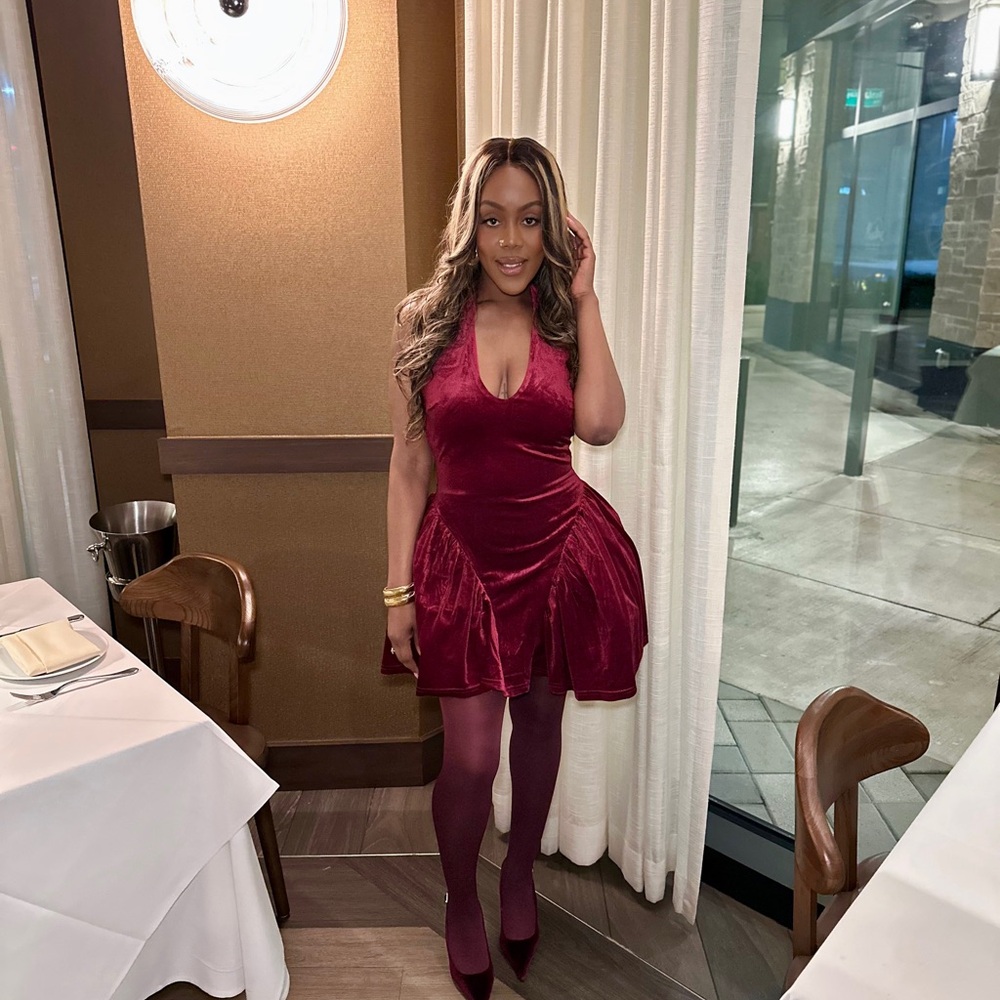 Elegant Velvet Burgundy Dress